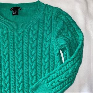 H&M Basic Green Cable Knit Sweater Size XS